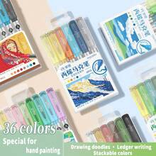 Bộ 9 màu gồm 36 bút dạ Acrylic đầu mềm gốc nước, Bảng màu Macaron đơn giản, Tông màu da và thang độ xám, Có thể nạp lại, Thích hợp cho học sinh vẽ, Nghệ thuật, Tô màu tự làm, Đánh dấu, Người đam mê nghệ thuật - Dòng tàu da xanh - Xem 2