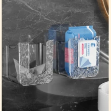 1pc Wall-Mounted Bathroom Transparent Storage Box, No Drilling Required For Toilet Paper, Wet Wipes Storage - Multicolor - View 9