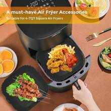 Van vierkante siliconen airfryervoering, geschikt voor 4-7 liter, 8-inch siliconen airfryervoeringpot, voedselveiligheid airfryer ovenaccessoires, vervangers voor bakpapier, herbruikbare airfryer siliconenvoering, keukengadgets en keukenbenodigdheden