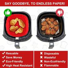 Van vierkante siliconen airfryervoering, geschikt voor 4-7 liter, 8-inch siliconen airfryervoeringpot, voedselveiligheid airfryer ovenaccessoires, vervangers voor bakpapier, herbruikbare airfryer siliconenvoering, keukengadgets en keukenbenodigdheden