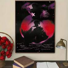 音乐主题装饰艺术海报 - 复古现代水墨帆布印刷 - 无框横向壁挂装饰，适用于家庭办公室、客厅、卧室、餐厅、音乐爱好者的理想礼物、墙壁艺术装饰 - 彩色 - 查看 14