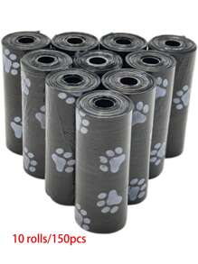 150/300pcs Black Color Dog Portable Poop Bags Easy To Clean Up (15 Bags/Roll) Thick, Durable, Odor Outdoor Waste Bags Of Dogs/Cats Pet
