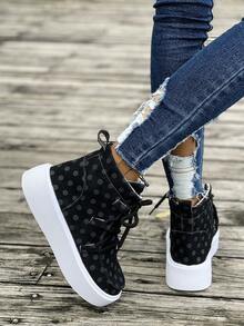 Giày bốt cổ ngắn mũi tròn phong cách Anh cổ điển cho nữ phong cách Châu Âu đế dày đa năng thường ngày - màu đen - Xem 4