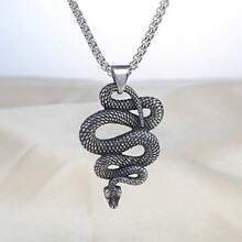 1 chiếc vòng cổ mặt rắn hung dữ cổ điển, trang sức tiệc hiphop rock xe máy unisex sành điệu - Cái mới - Xem 5