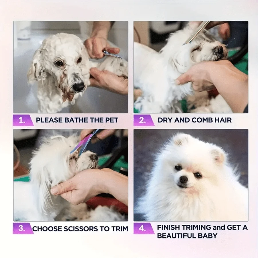 1set 7" Color Stainless Steel Pet Grooming Scissors & Brush, Suitable