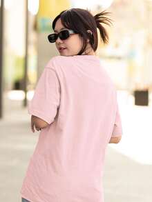 Women's Oversized T-Shirt 100% Premium Cotton 90's Streetwear Shirt - 淺粉色 - 查看 2