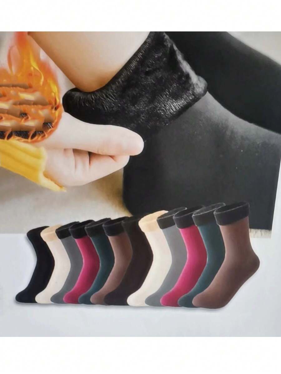5 Pairs Unisex Warm Mid-Calf Socks For Winter - Multicolor - View 1