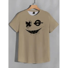 Basic T-Shirt Set Smile Spotted (FRONT) Men's Women's Cotton Shirt Reinforced Stitching Unisex StreetWear + Bermuda Sweatshirt Smile Spotted (BARRA) Men's Shorts Workout Gym Sport Fitness Casual With Pocket - Màu be - Xem 2