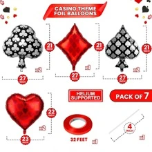 Decoraciones de fiesta, decoraciones de fiesta con temática de Las Vegas, arco de globos, decoraciones de fiesta de cumpleaños de póker nocturno, juego de arco de globos metálicos en blanco, rojo, negro y dorado para decoración nocturna, suministros de cumpleaños, decoración de cumpleaños roja