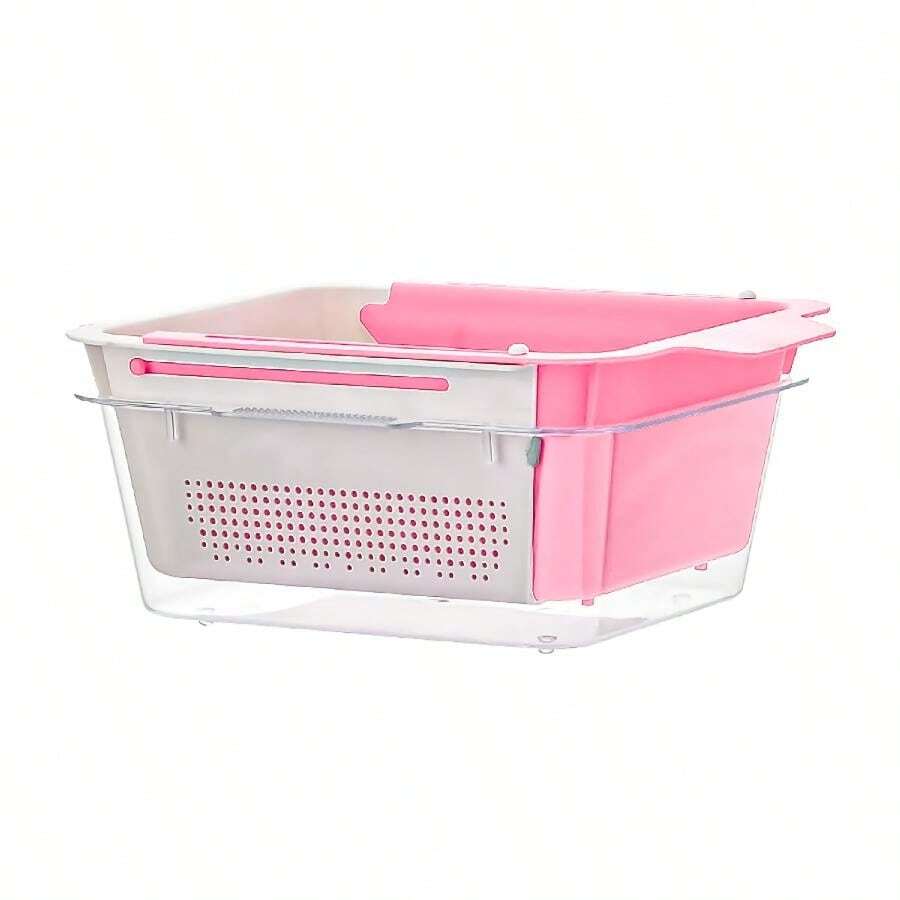 Retractable Sink Drainer With Handles Basket Adjustable Rack For Food Multipurpose Plastic - A641 - Hồng - Xem 1
