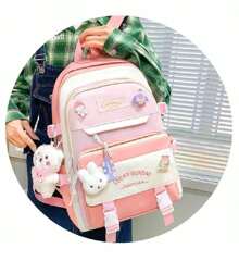 MOCHILA KAWAII COMBO DE CINCO PIEZAS - Rosa - Ver 5