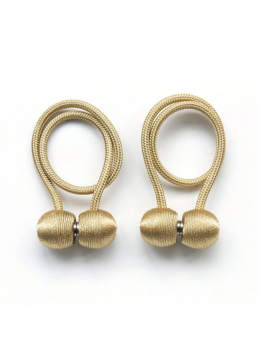 2个磁性窗帘绑带，创意窗帘挂钩，窗帘系绳 - 金色 - 查看 1