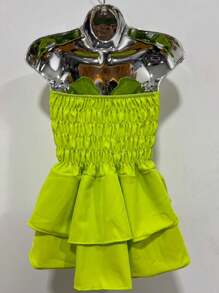 Noelia Strapless Cropped Top Tailoring Style Women's Fashion - Màu xanh chanh - Xem 2