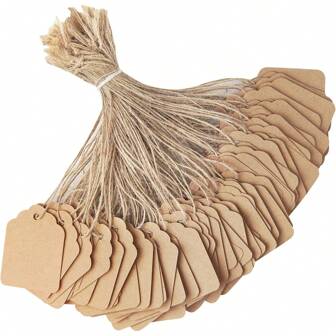 100pcs Price Tags With String Attached, 1.4x1.8 Inch Paper Hang Tags With String, Pink Jewelry Price Display Labels, Marking Strung Tags For Products, Jewelry, Clothing, DIY Craft