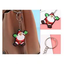 10/20 chiếc móc khóa Giáng sinh phong cách ngẫu nhiên, phụ kiện thiết kế cây thông Noel và tuần lộc hoạt hình dễ thương, quà tặng PVC đáng yêu - Nhiều màu - Xem 9