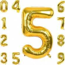 40 英寸巨型铝箔数字气球，金色蓝色粉色绿色聚酯薄膜大号数字气球适用于生日派对装饰周年纪念装饰 - 金色 - 查看 6