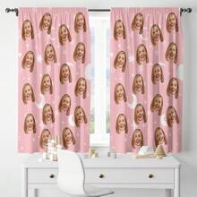 1pc Customized Photo Curtain, Personalized Curtain, Custom Picture Curtain, Birthday Gift, Home Decor Personalized Gift - Multicolor - View 13