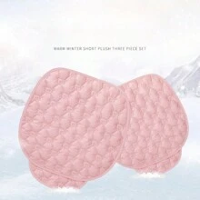 1 pièce Coussin de siège de voiture court en peluche d'hiver doux avec ours brodé et motif nid d'abeille. Épais, antidérapant et réchaud pour le siège avant de voiture