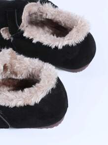 Women's Fluffy Slip-On Shoes, Plush Lined Thick Sole Warm Loafers For Autumn/Winter 2024, New Arrival