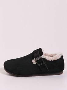 Women's Fluffy Slip-On Shoes, Plush Lined Thick Sole Warm Loafers For Autumn/Winter 2024, New Arrival