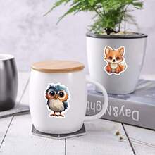 50 张卡通动物贴纸乙烯基美学贴纸适用于剪贴簿、日记、笔记本电脑、保险杠、滑板、水瓶、电脑、手机、卡通、安全帽、汽车贴纸和贴花 - 彩色 - 查看 9