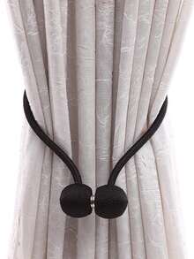 2pcs Magnetic Curtain Tiebacks, Creative Curtain Hooks, Curtain Tie Ropes - Black - View 3