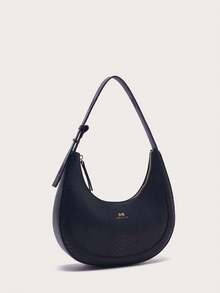 VANESSA MAY Bộ 2 túi đeo vai hình lưỡi liềm in họa tiết rắn và túi cầm tay bằng da PU, phù hợp cho mùa thu và đông - màu đen - Xem 4