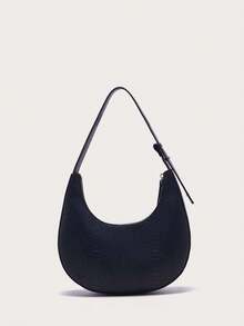 VANESSA MAY Bộ 2 túi đeo vai hình lưỡi liềm in họa tiết rắn và túi cầm tay bằng da PU, phù hợp cho mùa thu và đông - màu đen - Xem 8