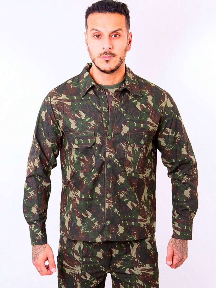 Gandola Camuflada Militar Com Bolsos - Roupa Tática Masculina para Segurança e Aventura - Verde Militar - Visão 1