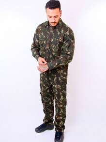 Gandola Camuflada Militar Com Bolsos - Roupa Tática Masculina para Segurança e Aventura - Verde Militar - Visão 4