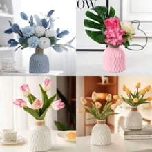 1 pieza de maceta de plástico corrugado, decoración para el hogar, disponible en varios colores, adecuado para arreglos florales DIY, comedor, sala de estar, balcón, decoración de boda, jarrón, decoración de habitación, jarrón de vidrio