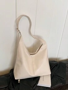 大号女士单肩包，新款时尚设计手提包，高品质 - 米色 - 查看 4