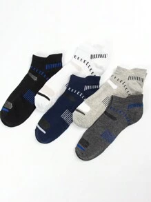 5 đôi tất cổ cao in họa tiết sọc cỡ lớn cho nam, tất cổ cao thấm hút mồ hôi dùng cho bóng rổ, tập luyện, thoáng khí, tất cổ cao thể thao - Nhiều màu - Xem 6