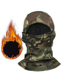 1 peça de balaclava camuflada de pelúcia quente para esportes ao ar livre, caminhadas, pesca e ciclismo - proteção solar e chapéu que absorve a umidade, cachecol mágico de malha respirável e cachecol de pescoço, capuz com proteção UV à prova de vento, capa de cabeça para motociclistas, máscara facial de inverno para se manter aquecido e protegido do vento e do frio, capacete camuflado CP, capa facial para turismo com máscaras de esqui de veludo para Halloween