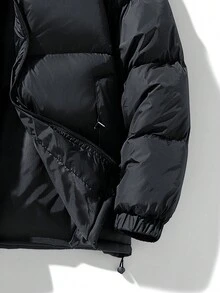 Abrigo acolchado de invierno para hombre, estilo coreano casual y holgado, chaqueta abombada de moda - Negro - Ver 5