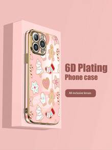 1 Stück Apple 6D Elektroplattierung rosa TPU Weihnachtsmuster stoßfeste Handyhülle kompatibel mit iPhone Galaxy Redmi Oppo Galaxy