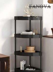 Plastic Triangle Corner Shelf, 4, 3, 2 Tier Utility Triangle Shelf, Bathroom Storage Rack, Multifunctional Organizer For Kitchen, Bathroom, Living Room And Office, Multifunctional Storage Rack, Rolling Organization Cart With Wheels - Black - View 1