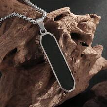 1 chiếc vòng cổ mặt hình chữ nhật bằng thép không gỉ tối giản, trang sức thời trang Unisex cho trang phục dự tiệc thường ngày - Cái mới - Xem 10