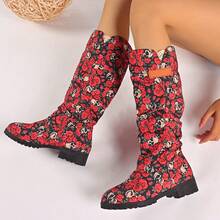 Giày bốt hở giữa bắp chân ren cỡ lớn, thời trang và ôm chân, thoải mái cho mùa thu/đông - Nhiều màu - Xem 5