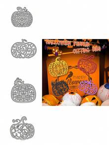 1 件万圣节南瓜金属碳钢纸艺压花切割模具，适用于 DIY 卡片制作剪贴簿工艺切割模具 - 銀色 - 查看 3
