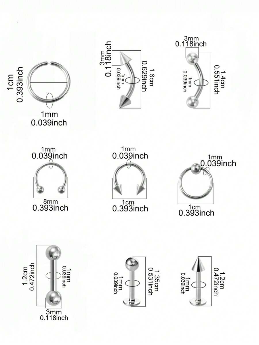 47pcs Body Septum Piercing Kits 18G Piercing Needles Pliers Tools For