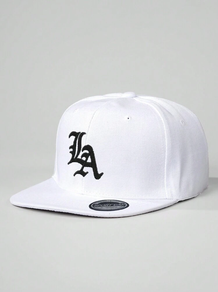 1pc Embroidered LA Flat Brim Baseball Cap, Adjustable Outdoor Sunscreen Casual Hat For Spring Autumn Travel Beach Holiday Men, Y2K Style - Baseball Cap - View 28