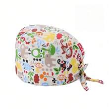 1 pieza Gorra de enfermera con estampado de paisaje y dibujos animados, hecha de poliéster, adecuada para médicos, enfermeras, salones de belleza, clínicas veterinarias, se puede usar en todas las estaciones para protección antibacteriana y contra el polvo - Multicolor - Ver 21