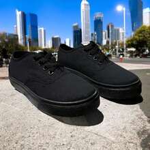 Tenis Lona de Algodon Suela Ancha Comodos Ligeros Bresa 900 - Negro - Ver 5