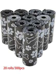 150/300pcs Black Color Dog Portable Poop Bags Easy To Clean Up (15 Bags/Roll) Thick, Durable, Odor Outdoor Waste Bags Of Dogs/Cats Pet