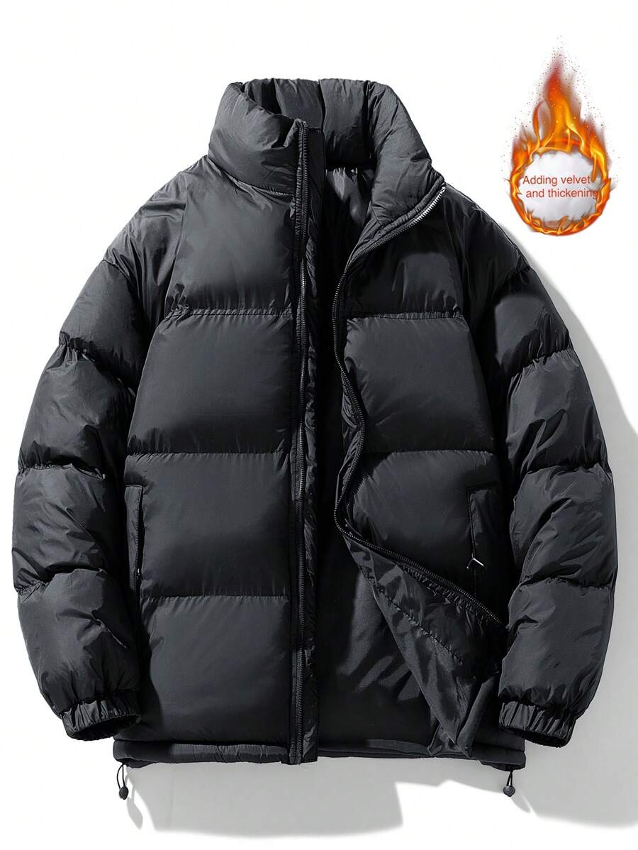 Abrigo acolchado de invierno para hombre, estilo coreano casual y holgado, chaqueta abombada de moda - Negro - Ver 1