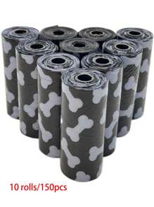 150/300pcs Black Color Dog Portable Poop Bags Easy To Clean Up (15 Bags/Roll) Thick, Durable, Odor Outdoor Waste Bags Of Dogs/Cats Pet