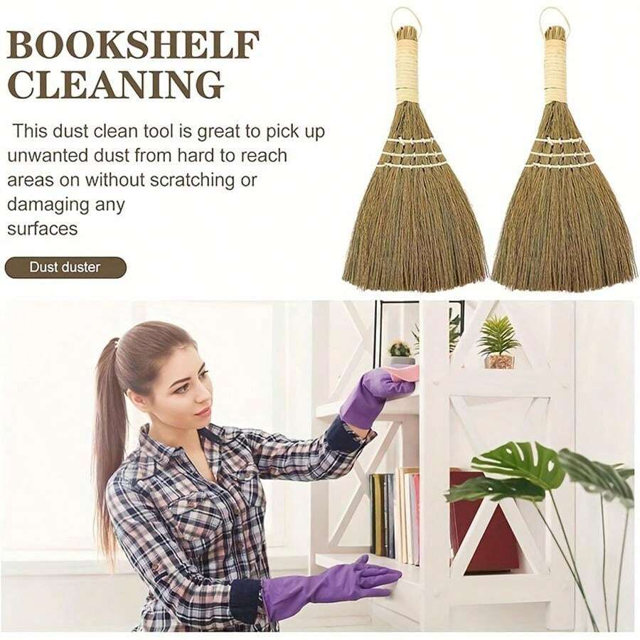 Kitchen Cleaning Broom Straw Braided Broom Small Natural Whisk Table