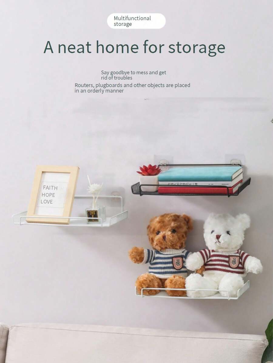 Wifi Router Storage Rack, TV Box Wall Mount Shelf, DrillFree Space