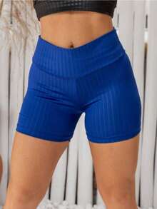 2 Short Gym Fitness 3d Short Cirrê Shorts Women's Plus Size - 寶藍色 - 查看 2